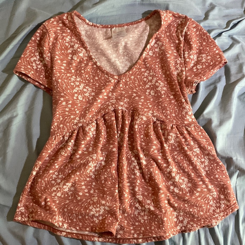 Pinkish red floral shirt